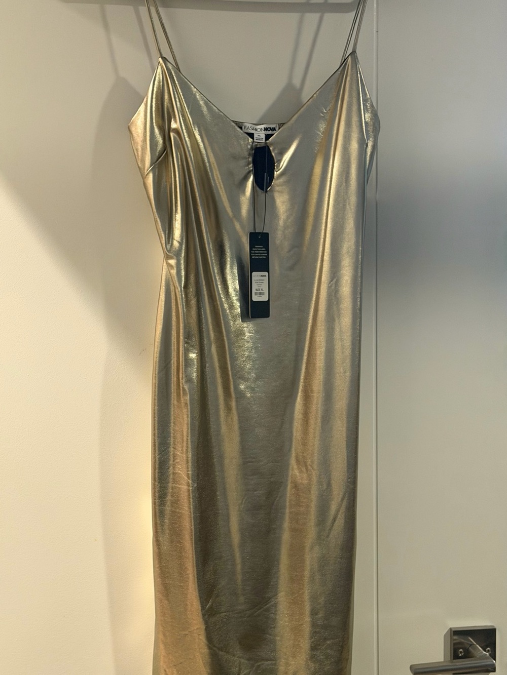 NWT Fashion Nova Lucie Gold Metallic Midi Dress XL